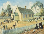 DOROTHY SUTTON (1922-1986), Tarraville National School, Victoria, oil on canvas board, signed lower right "Sutton", 35 x 44cm, 50 x 60cm overall.