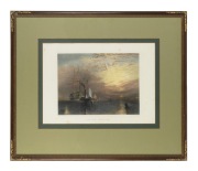 (after) JOSEPH MALLORD WILLIAM TURNER (1775&ndash;1851), The Fighting Temeraire, coloured engraving, descriptive page affixed verso, 37 x 50cm, 68 x 82cm overall. - 2