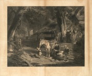 An antique framed engraving titled "Sunday", 19th century, 72 x 80cm overall.