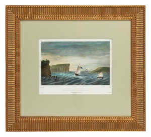 LOUIS AUGUSTE DE SAINSON (1800 -1887), Vue Des Caps Du (Nopuvelle Galles du Sud), hand-coloured lithograph, 26 x 34cm, 58 x 65cm overall.