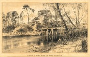 ARTIST UNKNOWN, Junction Of The Yarra And Watts, circa 1890, sepia lithograph, titled lower centre, original image was taken by the Melbourne photographer Nicholas Caire, ​​​​​​​33 x 53cm, 54 x 69cm overall.