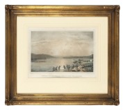 LOUIS AUGUSTE DE SAINSON (1800 -1887), Vue Prise Au Port Western, Dans La Crique Des Mangaliers, hand-coloured lithograph, 27 x 37cm, 54 x 60cm overall.