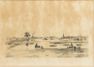 EDMUND THOMAS (1827-1867), Prince's Bridge, Melbourne, From South Side Of Yarra, lithograph, 27 x 38cm, 46 x 53cm overall.