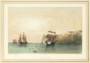 JEAN-BAPTISTE HENRI DURAND-BRAGER (1814–1879), Departe De Ste. Helene, hand-coloured lithograph, 35 x 51, 54 x 69cm overall.