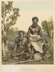 (after) JOHN WILLIAM LINDT, Aboriginals, Port Lincoln, South Australian, coloured lithograph, published by Phillip-Stephen....Sydney, 42 x 32cm, 62 x 52cm overall.