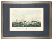 OSWALD WALTER BRIERLY (1817-1894), Sending On Board the Admiral For Letters At Sea, colour lithograph, ​​​​​​​35 x 53cm, 63 x 83cm overall. - 2