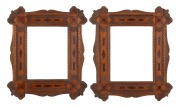 A pair of Australian folk art cedar and pine picture frames, 19th century, ​​​​​​​51 x 44cm overall, (internal 30 x 24cm).