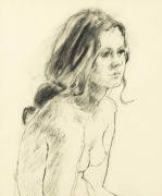 ARTIST UNKNOWN, female nude portrait, charcoal on paper, ​​​​​​​43 x 35cm, 60 x 52cm overall.