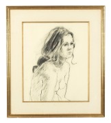 ARTIST UNKNOWN, female nude portrait, charcoal on paper, ​​​​​​​43 x 35cm, 60 x 52cm overall. - 2