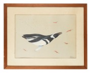 ARTIST UNKNOWN, (penguin and shrimp) colour lithograph, signed lower right (illegible), ​​​​​​​37 x 53cm, 57 x 72cm overall. - 2