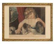 An antique hand-coloured engraving titled "The Dog's First Sight Of Himself" published in London, circa 1798, 38 x 50cm overall. - 2