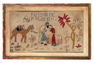 Two framed tapestries, 20th century, the larger 58 x 93cm overall.