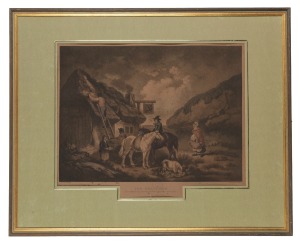 GEORGE MORLAND (Britain, 1763–1804), I. The Thatcher, II.) The Dairy Farm, III.) Cottagers, hand-coloured engravings, 64 x 81cm each overall.