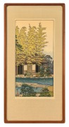 TOSHI YOSHIDA (1911-1995), I.) Bamboo Of The Friendly Garden, II.) Plum Tree Of The Friendly Garden, III.) Pine Tree Of The Friendly Garden, woodblock prints, signed in pencil lower right, ​​​​​​​52 x 27cm each, 78 x 40cm overall. - 4