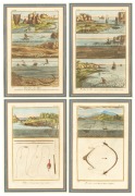 PECHE DE MER group of four antique French hand-coloured engravings of fishing scenes and techniques, 18th/19th century, 61 x 48cm each overall.