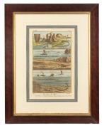 PECHE DE MER group of four antique French hand-coloured engravings of fishing scenes and techniques, 18th/19th century, 61 x 48cm each overall. - 2