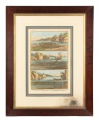PECHE DE MER group of four antique French hand-coloured engravings of fishing scenes and techniques, 18th/19th century. Note: some water damage. 61 x 48cm each overall. - 4