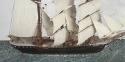 AMY BELLE model sailing ship in a nickel plated case with ebonized timber base, early to mid 20th century, ​​​​​​​40cm high, 60cm wide, 18cm deep, - 2