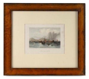 CHARLES GRAHAM antique hand-coloured engraving titled "Macao From The Sea", circa 1847, 48 x 42cm overall.