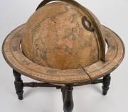 NEWTON'S "New & Improved" antique tabletop terrestrial 12" globe on timber stand, 19th century, 42cm high overall. - 3