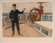 RUFUS FAIRCHILD ZOGBAUM (United States, 1849-1925), group of five maritime themed chromolithographs published by Frederick A Stokes Company, circa 1898, mounted 24 x 30cm, 39 x 45cm overall. - 3