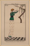 FASHION & COSTUMES group of hand-coloured engravings and coloured lithographs, mostly French including 1820s ballet and lovely Art Deco example, 19th and early 20th century, (14 plates), mounted, the largest 23 x 16cm, 44 x 36cm overall. - 3