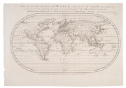 EMANUEL BOWEN (1694-1767), "A New and Accurate Map of the World. Drawn from the best Authorities and regulated by Astronomical Observations: Describing the Course of each of the following Circum-Navigators Vizt. Ferdinand Magellan, Sr. Francis Drake and C