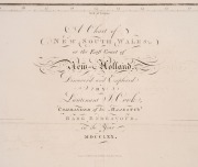 JAMES COOK (1728-1779), "A Chart of New South Wales, or the East Coast of New-Holland. Discovered and Explored By Lieutenant J: Cook, Commander of his Majesty's Bark Endeavor in the Year MDCCLXX", copper engraving by William Whitchurch, 1773, overall 38 x - 2