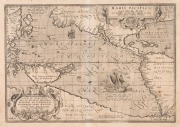 ABRAHAM ORTELIUS (1527-1598) "Maris Pacifici, (quod Vulgo Mar del Zur) cum Regionibus Circumiacentibus, Insulisque, in Eodem Passim Sparsis, Novissima Descriptio", first state with the date 1589 in the lower cartouche, Latin text on verso, published in 16