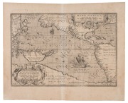 ABRAHAM ORTELIUS (1527-1598) "Maris Pacifici, (quod Vulgo Mar del Zur) cum Regionibus Circumiacentibus, Insulisque, in Eodem Passim Sparsis, Novissima Descriptio", first state with the date 1589 in the lower cartouche, Latin text on verso, published in 16 - 2