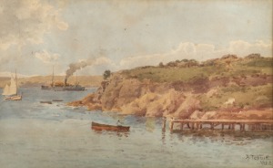 HENRI TEBBIT (1854-1927), (coastal scene), watercolour, signed lower right "H. Tebbit, 1922", 23 x 37cm, 42 x 56cm overall.