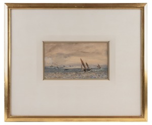 OSWALD WALTER BRIERLY (1817-1894), (maritime scene), watercolour, signed lower left "O. W. Brierly, R.W.S.", bearing hand-written note verso, 12 x 20cm, 38 x 45cm overall.