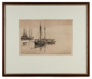 ARTHUR BRISCOE (1873-1943), (oyster dredges) drypoint etching, 35/75, signed lower right "Arthur Briscoe", 18 x 27cm, 37 x 43cm overall.