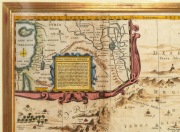 JOHANNES JANSSON "Situs Tarrae Promissionis", hand-coloured copper engraved map, circa 1662, often considered one of the best 17th century maps of the Holy Land, attractively framed and glazed, sight size an imposing 86 x 177cm, 123 x 215cm overall. - 3