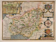 JOHN SPEED (1550s-1629), English County maps of "DENBIGHSHIRE" (1610); and "CAERMARDEN" (1610), copper engravings, both attractively hand-coloured and individually mounted plate size 38.5 x 50.5cm, 55 x 68cm each overall.