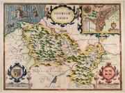 JOHN SPEED (1550s-1629), English County maps of "DENBIGHSHIRE" (1610); and "CAERMARDEN" (1610), copper engravings, both attractively hand-coloured and individually mounted plate size 38.5 x 50.5cm, 55 x 68cm each overall. - 2