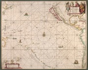 JOHN SELLER (1630-1697), "A Chart of the SOUTH-SEA by John Seller, Hydrographer to the Kings most Excellent Majestie", copper plate engraving with limited contemporary hand-colouring, rare first edition, the first English map of the Pacific ocean, mounted