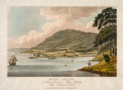 JOSEPH LYCETT (1774 -1828), "Mount Nelson, Near Hobart Town, From Near Mulgrave Battery, Van Diemens Land", hand-coloured aquatint from &ldquo;Views of Australia....&rdquo;, published in London by J. Souter, 1825, 23 x 31cm, mounted 37.5 x 48.5cm overall.