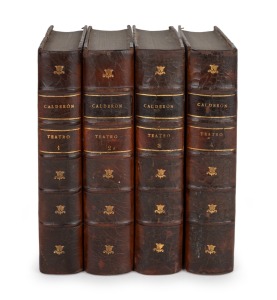 GARCÍA RAMÓN, "Teatro de Calderón de la Barca con un estudio crítico-biográfico sobre cada comedia" [Paris, Garnier Hermanos, 1882], 4 vols., quarter leather binding, gilt titles to spine, marbled endpapers. (4 items)