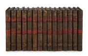 "Biblioth&egrave;que portative des voyages" [Paris, LePetit, 1804], a uniformly bound collection of fifteen volumes, comprising numbers 10-12, 14-18, and 29-35 (five of which focused on the voyages of Captain James Cook); full leather binding, gilt titles and de