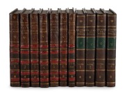 "Biblioth&egrave;que portative des voyages" [Paris, LePetit, 1817], a collection of eleven volumes comprising numbers 14-17 (voyages of Captain James Cook) and 36-42; quarter leather binding, gilt titles to spine, marbled endpapers.
