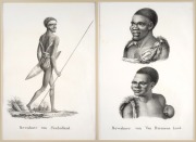 CHARLES-ALEXANDRE LESUEUR (1778-1846), I.) "Bewohner, von Neuholland", II.) "Bewohner, von Van Diemens Land", copper plate engravings from the Baudin Peron Expedition, circa 1808, published in German, each 28 x 19cm, mounted 43 x 34cm overall.