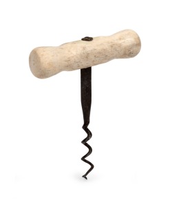 An antique corkscrew with whalebone handle, 19th century, ​​​​​​​11.5cm high, 9cm wide.