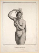 Two antique copper plate engravings titled: I.) Homme Du Cap De Diemen (from the La P&eacute;rouse expedition, Bruni d'Entrecasteaux), II.) Woman of Cape Diemen (from the English edition of the French naturalist Jacques Labillardi&egrave;re search for La P&eacute;rouse), each - 2