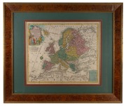 TOBIAS CONRAD LOTTER (1717-1777), "Europa", hand-coloured copper engraved map, 18th century, after G. De L'Isle's map from circa 1700, rare. Attractively framed and glazed, sight size 45 x 65cm, 82 x 97cm overall.