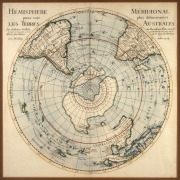 [ANTARCTICA & THE SOUTHERN HEMISPHERE] "Hemisphere Meridional Pour Voir Plus Distinctement Les Terres Australes" printed in Paris, circa 1771. From the original and famous 1714 map of the Southern Hemisphere created by the prominent French geographer Guil - 2