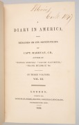 FREDERICK MARRYAT, "A Diary in America, with Remarks on its Institutions" [London, Longman Orme Brown Green & Longmans, 1839], three attractively and uniformly rebound volumes (321/311/319pp.); quarter leather bindings, gilt titles to spine, marbled endpa - 4