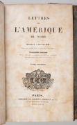 A group of three leatherbound books, comprising 1838 "Lettres sur L'Am&eacute;rique du Nord" 3rd edition by Michel Chevalier, 1883 "The History of Spain and Portugal" by the Society for the Diffusion of Knowledge, and a circa 1880s translation of Plutarch's Live - 3