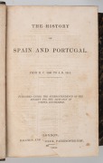 A group of three leatherbound books, comprising 1838 "Lettres sur L'Am&eacute;rique du Nord" 3rd edition by Michel Chevalier, 1883 "The History of Spain and Portugal" by the Society for the Diffusion of Knowledge, and a circa 1880s translation of Plutarch's Live - 4