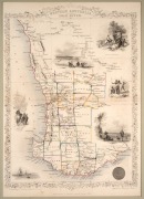 JOHN TALLIS (1817-1876), "Western Australia, Swan River" antique hand-coloured steel engraved map with pictorial vignettes and views, circa 1851; together with an antique map depicting John McDougall Stuart's fourth and fifth expeditions into Central Aust